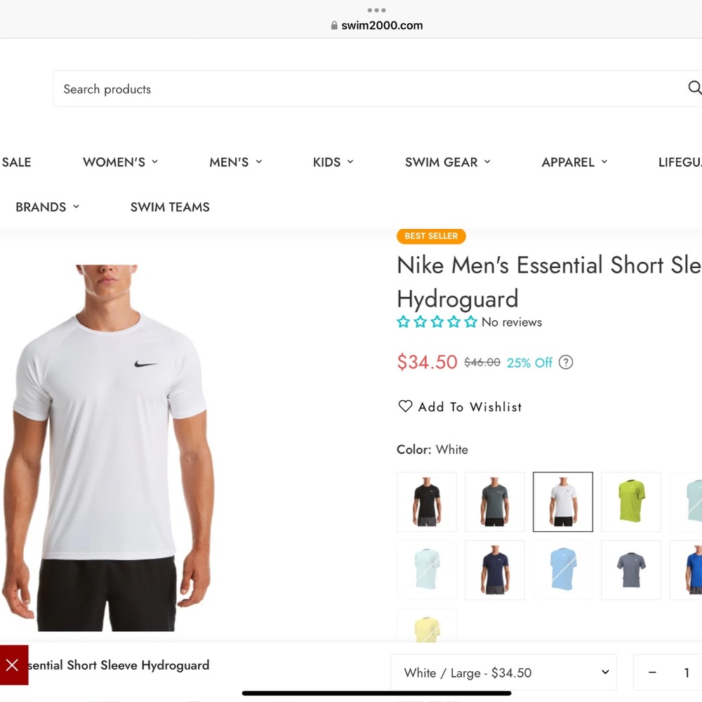 Nike men’s swimsuit dri fit hydro guard tee